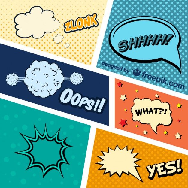626x626 Comic Book Graphic Elements Free Vector Free Vectors Comic