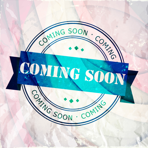 600x600 Coming Soon Round Stamp Design On Vignette Background Free Vector