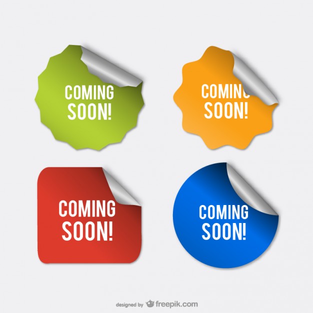 626x626 Coming Soon Stickers Free Vector