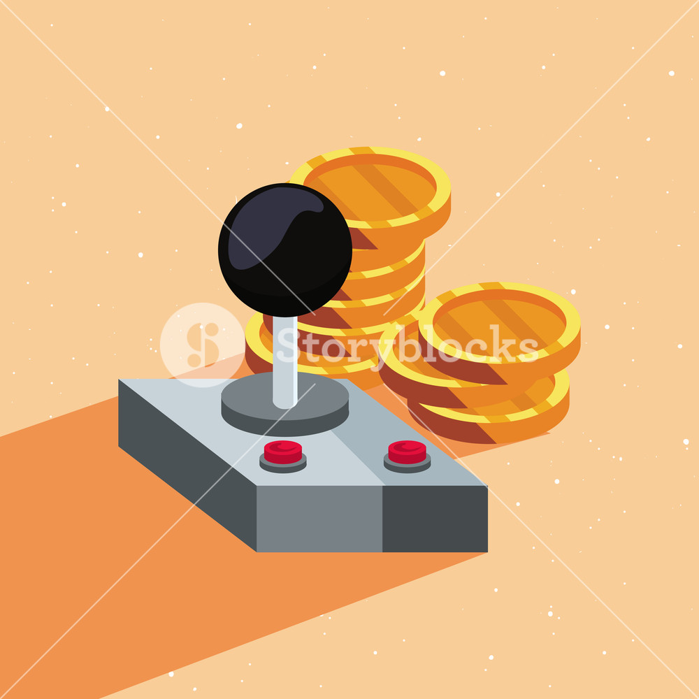 1000x1000 Command Control Coins Video Game Vector Illustration Royalty Free