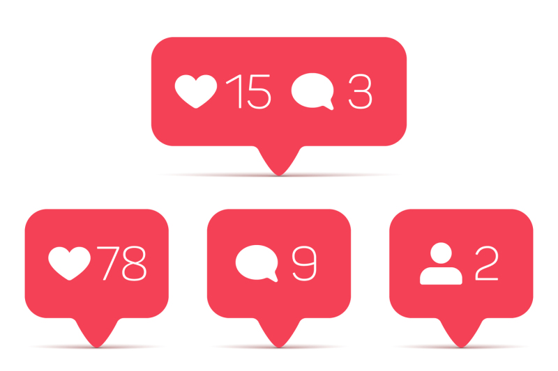 800x533 Like, Follower, Comment Vector Icons Set