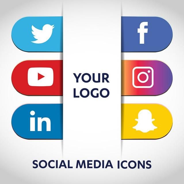 640x640 Social Media Icons Set Network Background Share Like Comment