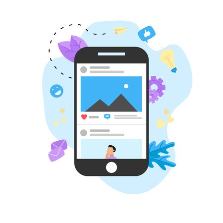 450x450 Social Media Concept With Photo Content, Like And Comment Vector