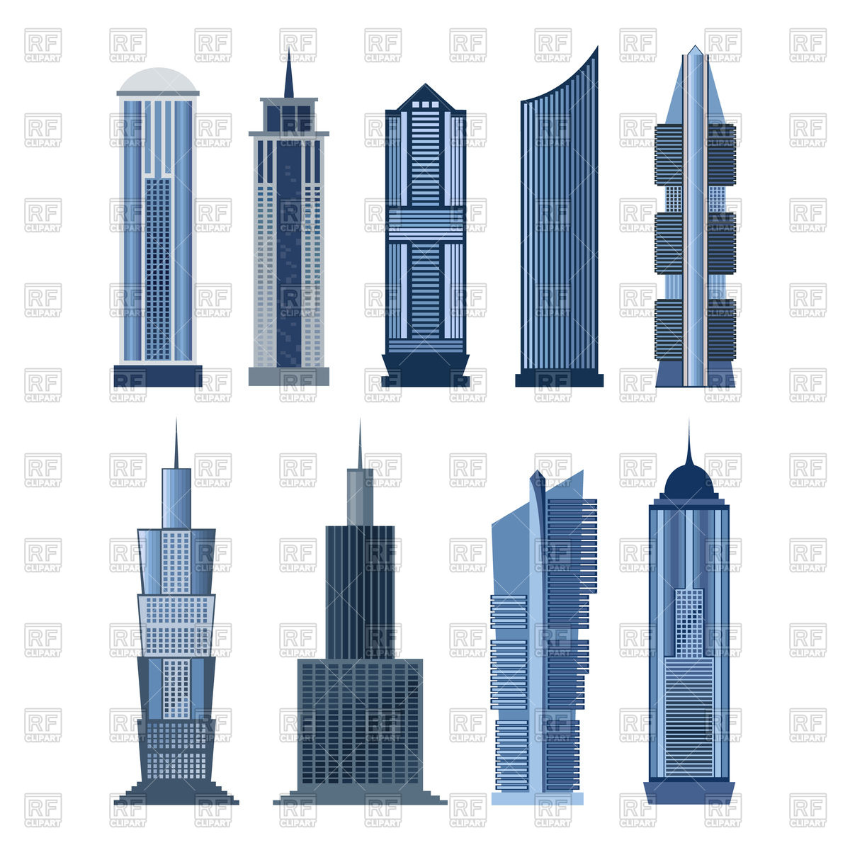 1200x1200 Collection Of Skyscraper Buildings Vector Image Of Architecture
