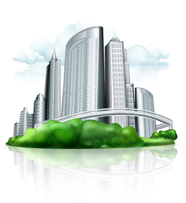 600x653 Commercial Building Design Vector Figure