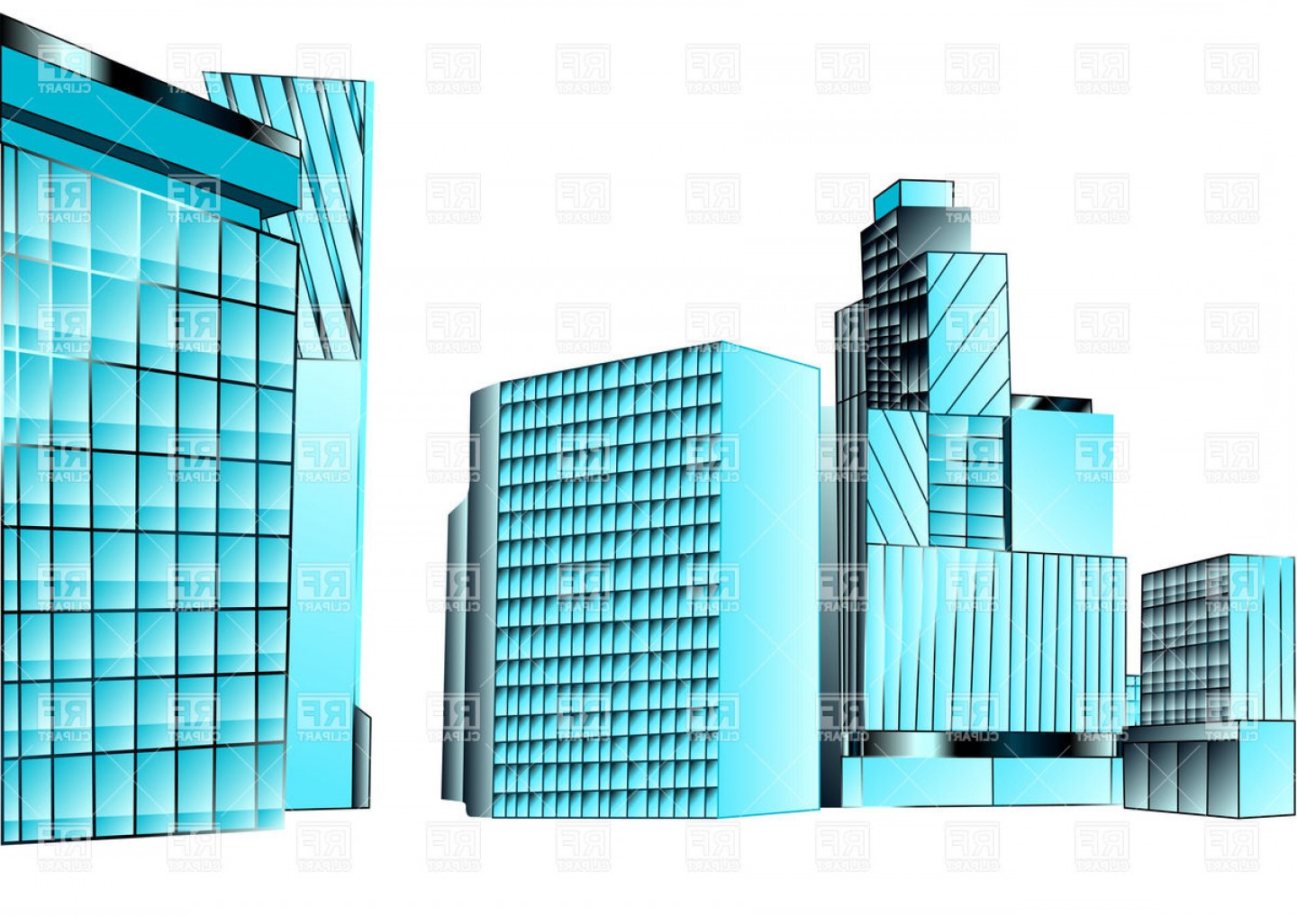 1440x1017 Financial District In Downtown City Office Buildings Vector