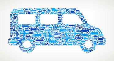 373x200 Commercial Van On Transportation Royalty Free Vector Art Pattern