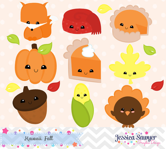 570x511 Instant Download, Kawaii Fall Clipart And Vectors For Personal