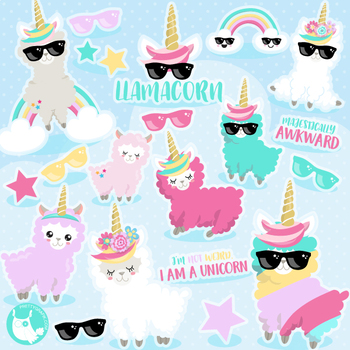 350x350 Sale Unicorn Llama Clipart Commercial Use, Vector Graphics, Digital