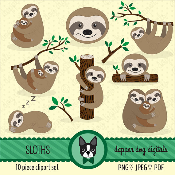 570x570 Sloths Clipart Set