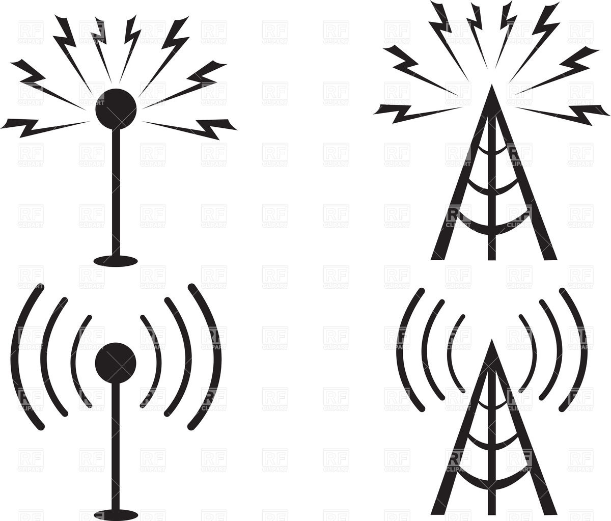 1200x1023 Schematic Signal Towers Vector Image Of Technology
