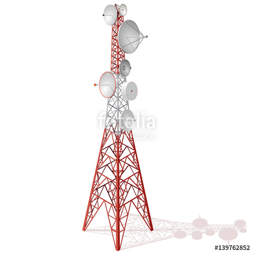 Vector Satellite Tower In Isometric Perspective Isolated On White 500x500 Vector Satellite Tower In Isometric Perspective Isolated On White
