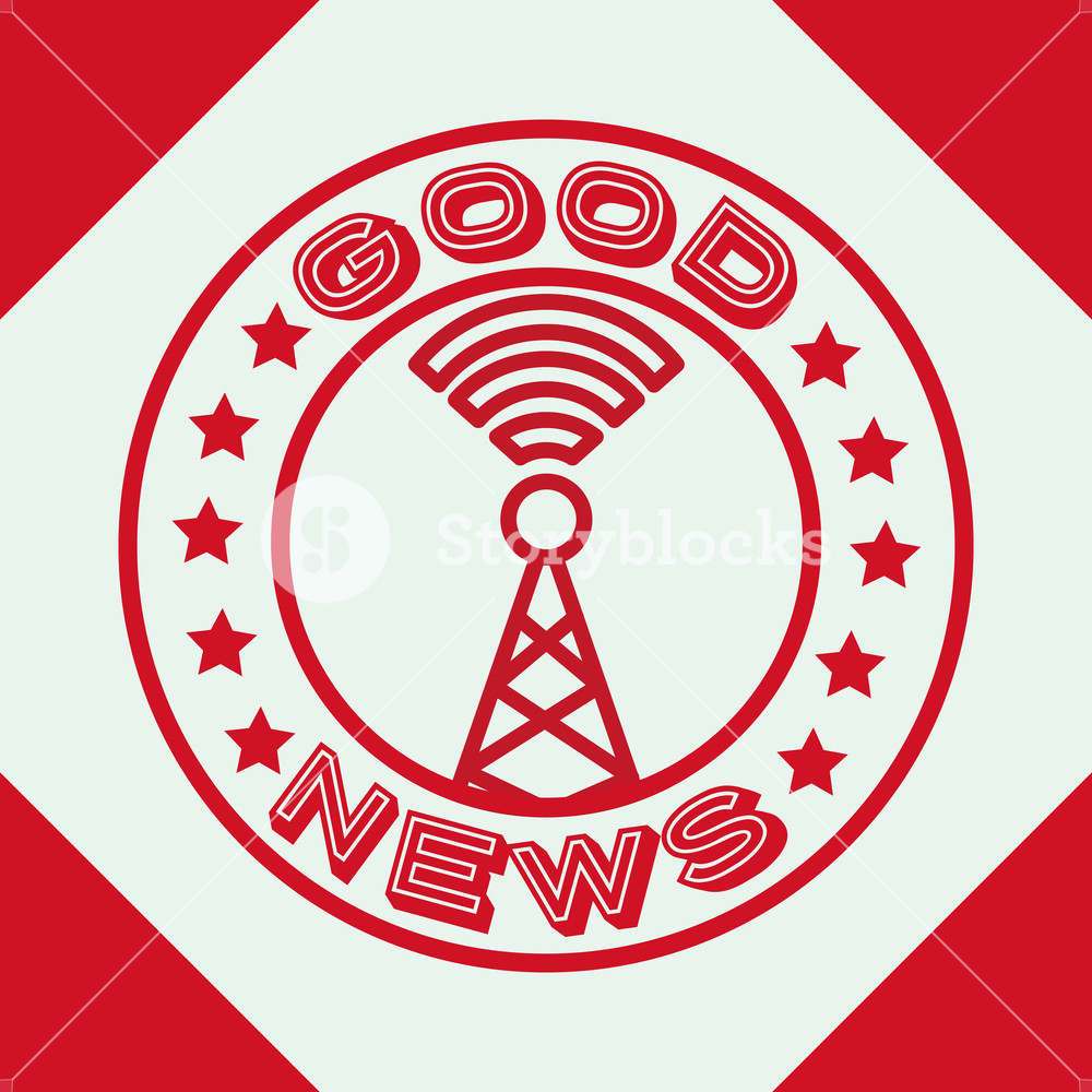 News Communication Tower Antenna Signal Label Vector Illustration 1000x1000 News Communication Tower Antenna Signal Label Vector Illustration