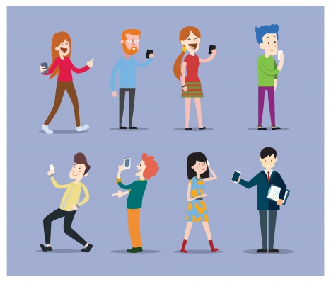 468x398 Phone Communication Vector Illustration With Various Styles