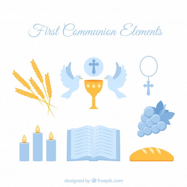 626x626 First Communion Blue Elements Vector Free Download