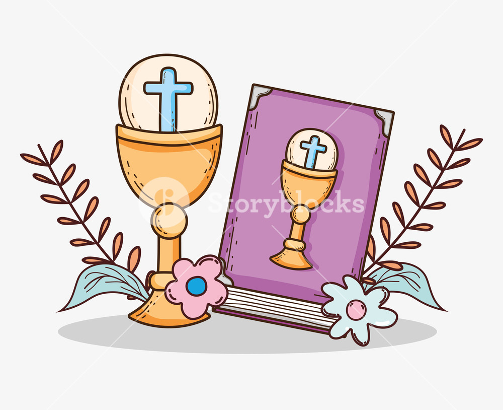 1000x814 Bibble With Chaliz And Host To First Communion Vector Illustration