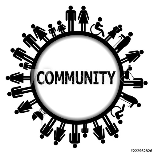 500x500 Round Frame With People Pictograms And Word Community