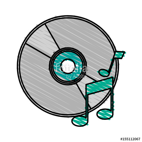 500x500 Colorful Crayon Silhouette Of Music Compact Disc Vector