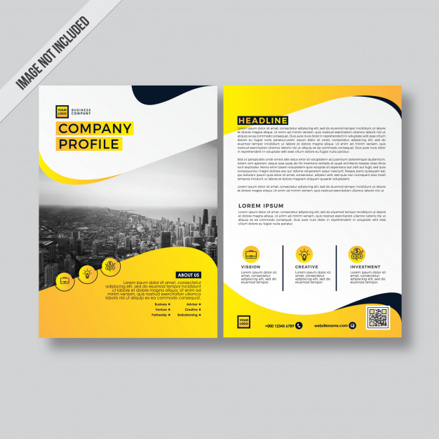 626x626 Yellow Modern Style Design Flyer Company Profile Template Vector