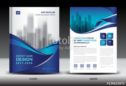 500x344 Annual Report Brochure Flyer Template, Blue Cover Design, Business