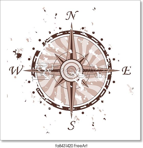 561x581 Free Art Print Of Grunge Vector Compass Freeart
