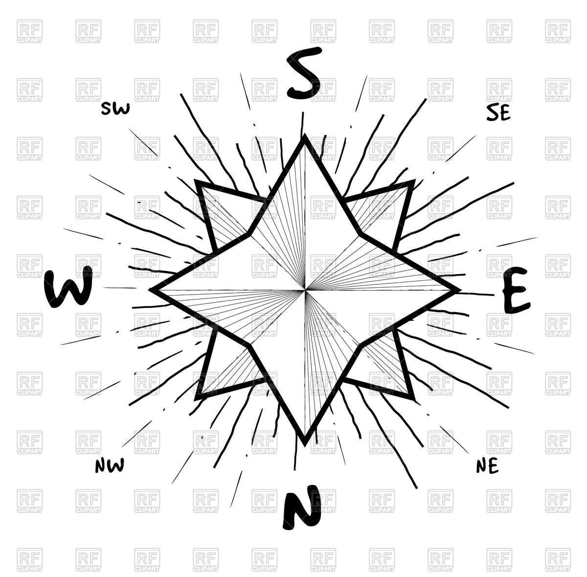 1200x1179 Hipster Style Vintage Compass With Starburst Vector Image