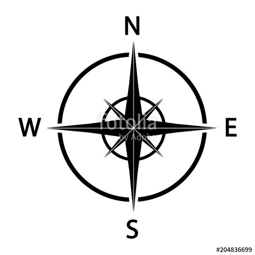 500x500 Compass Icon Black Silhouette Vector Illustration Stock Image