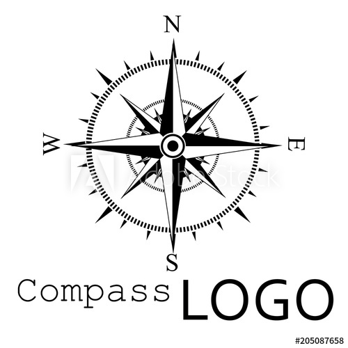 500x500 Black And White Compass Logo Vector Icon Rose Of Wind
