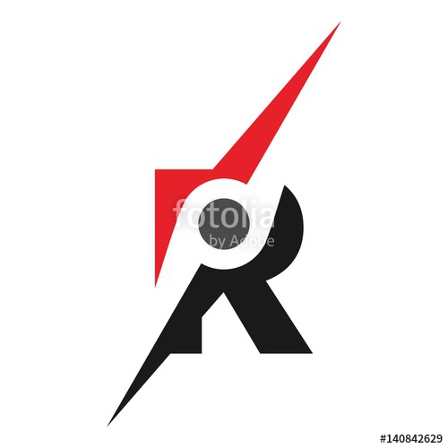 500x500 Letter R With Symbol Of Compass Logo Vector Stock Image