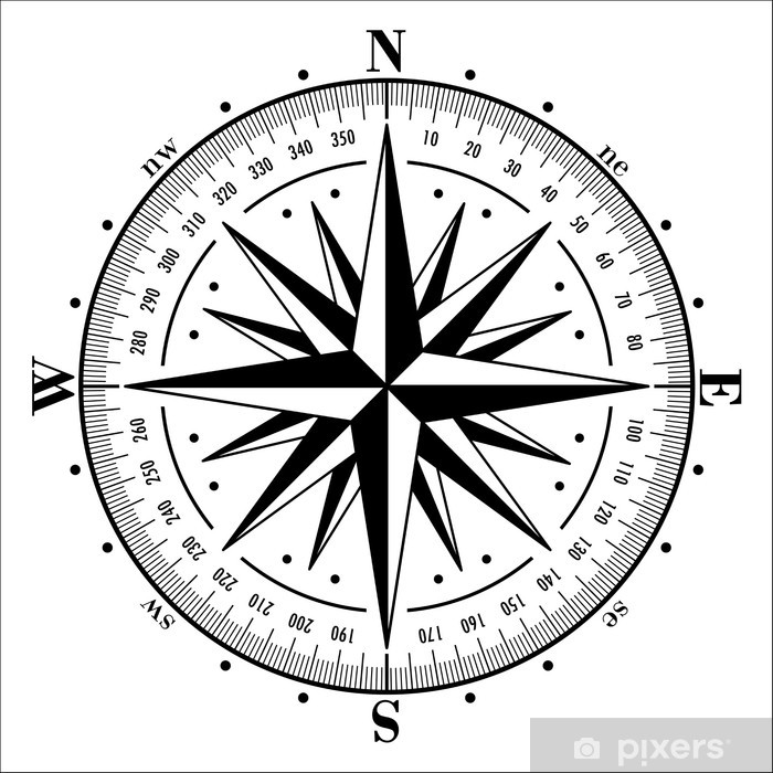 700x700 Compass Rose Isolated On White Vector Illustration Wall Mural