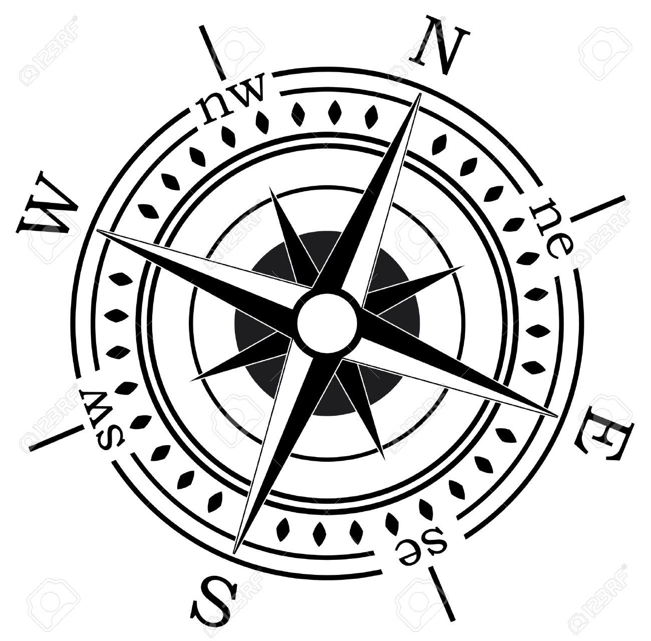 1300x1280 A Compass Vector Compass On White Background Illustration