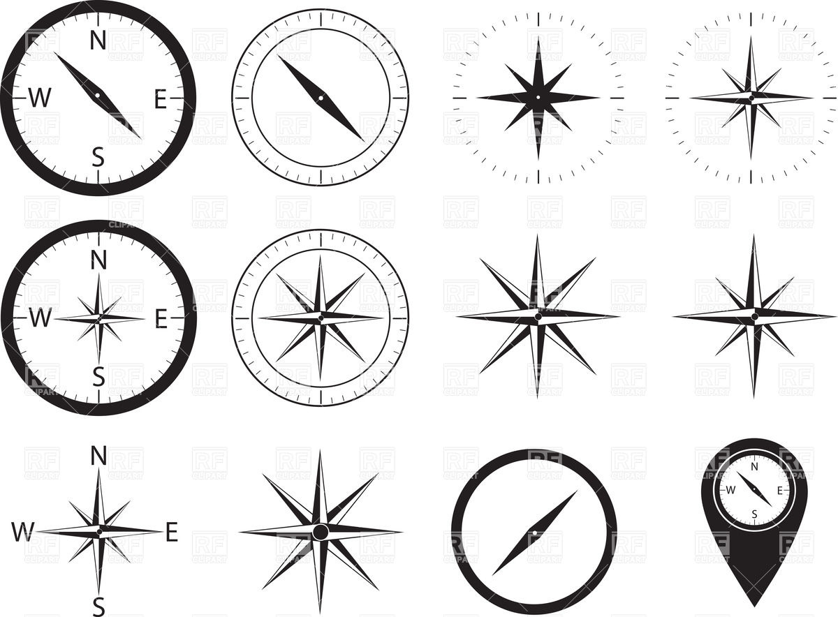 1200x884 Compass Icons Illustration Vector Image Of Design Elements