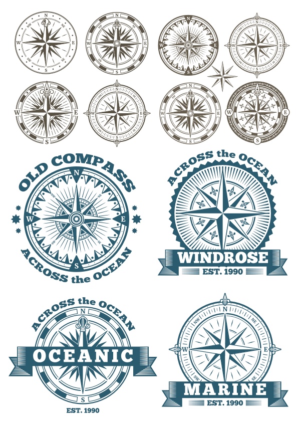 595x842 Compass Vector Set Free Vector Download In Cdr