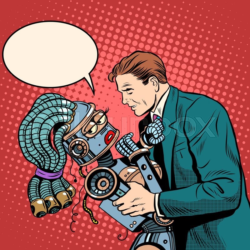 800x800 Man Girl Robot Love And Computer Stock Vector Colourbox