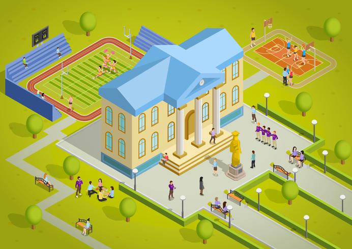 692x490 University Complex Building Isometric View Poster
