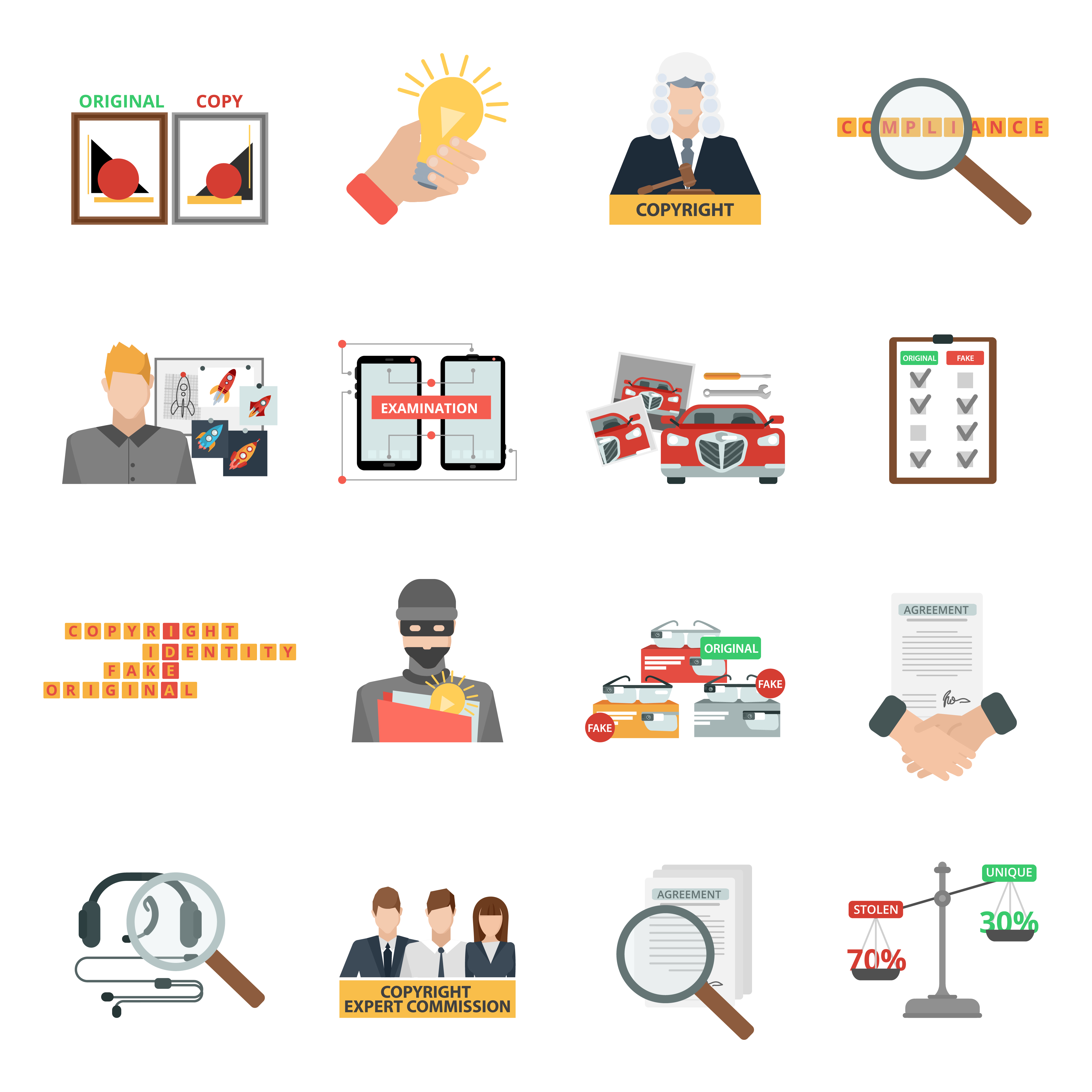 Compliance Copyright Law Flat Icons Set 4500x4500 Compliance Copyright Law Flat Icons Set