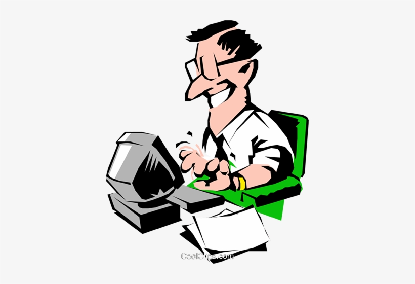 820x560 Cartoon Man Typing At Computer Royalty Free Vector