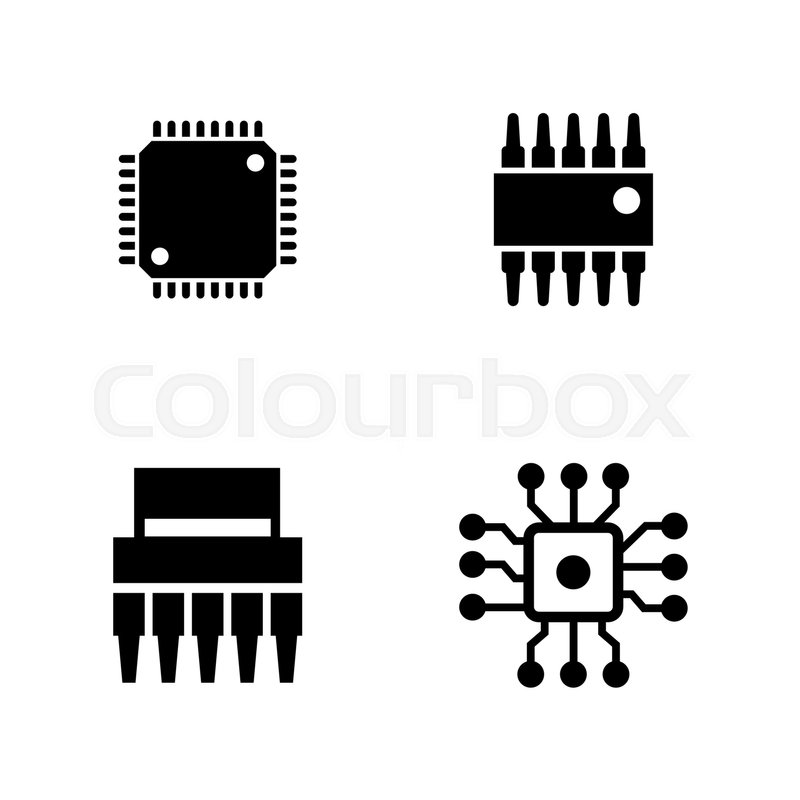 800x800 Computer Chips Simple Related Vector Stock Vector Colourbox