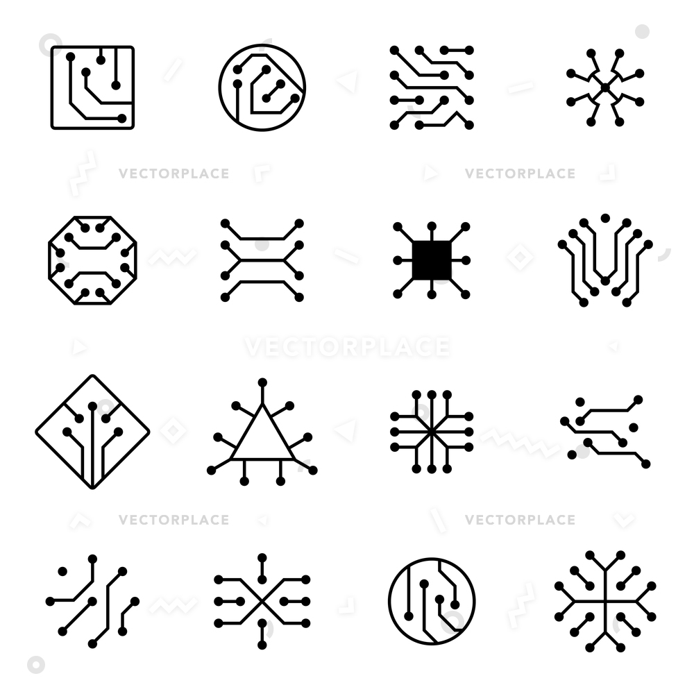 1000x1000 Electronic Computer Chip Circuit Motherboard Equipment Vector