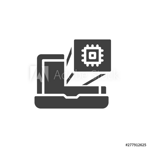 500x500 Laptop Screen With Processor Vector Icon Computer Chip Filled