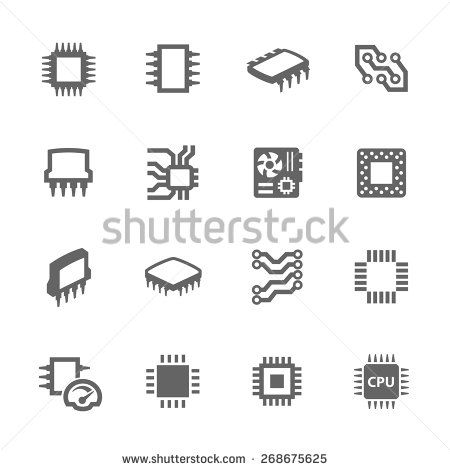 450x470 Simple Set Of Computer Chips Related Vector Icons For Your Design