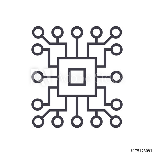 500x500 Computer Science,circuit Vector Line Icon, Sign, Illustration