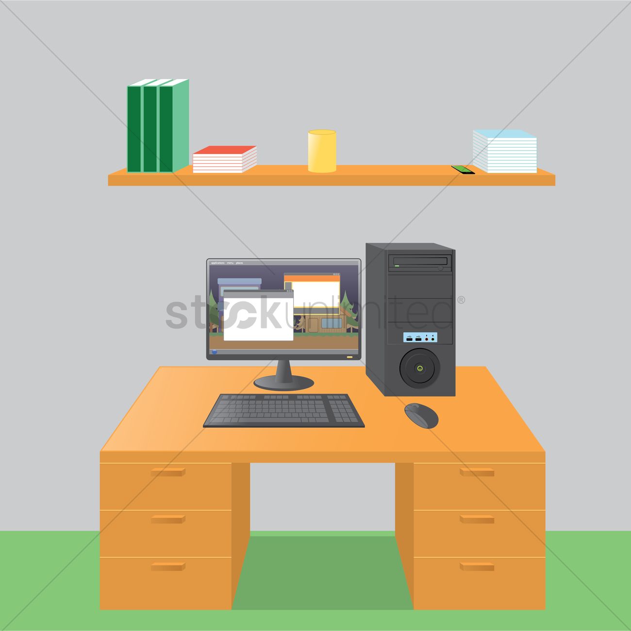 Computer Table Vector Image 1300x1300 Computer Table Vector Image