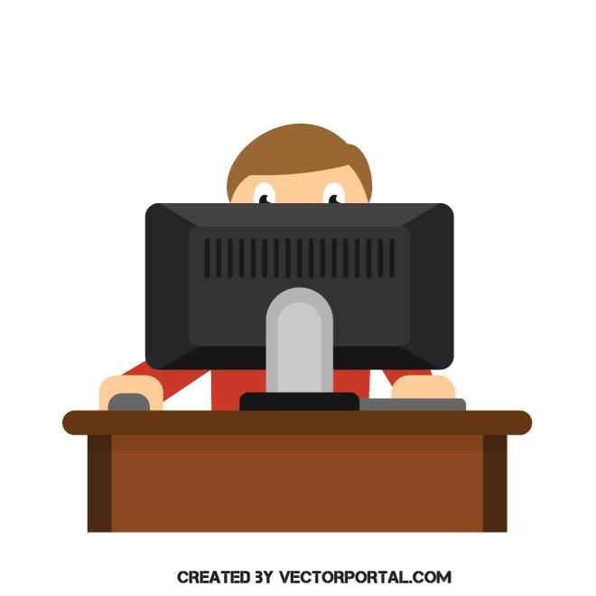 Man Behind Computer Desk Vector Image People Free Vector Image 660x660 Man Behind Computer Desk Vector Image People Free Vector Image