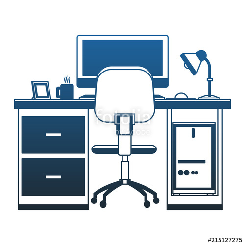 Office With Pc On Desk Vector Illustration Graphic Design Stock 500x500 Office With Pc On Desk Vector Illustration Graphic Design Stock