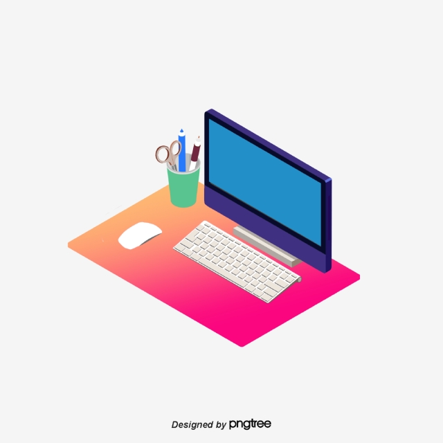 640x640 Simple Cartoon Computer Desk, Cartoon, Work, Computer Png