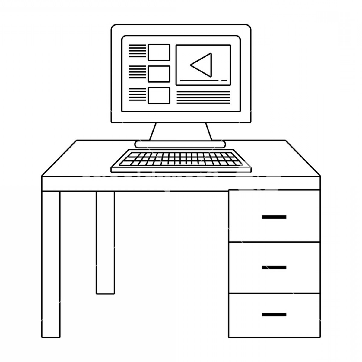 Как нарисовать компьютер на столе