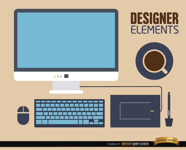 Computer Desk Work Elements Free Vector Free Vectors Ui Download 600x484 Computer Desk Work Elements Free Vector Free Vectors Ui Download