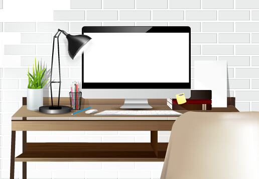 516x356 Computer Desks And Computer Home Studio Vector Free Vector