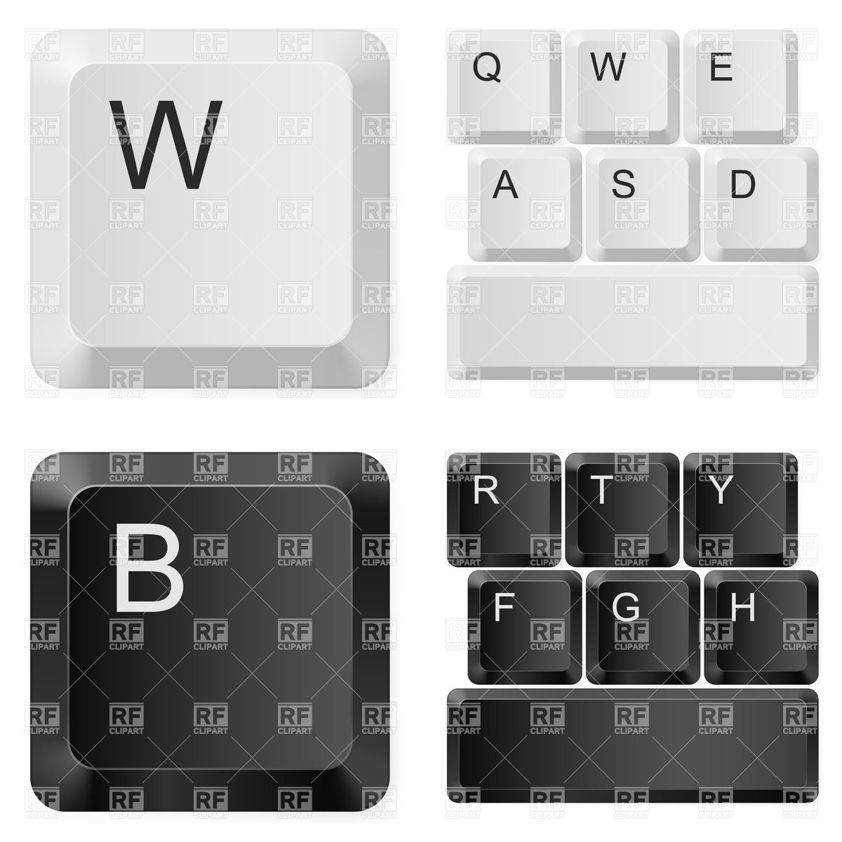 1200x1200 White And Black Computer Keyboard Keys Vector Image Of Objects